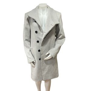 Zara Light Grey 5 Button Long Pea Coat Size Medium